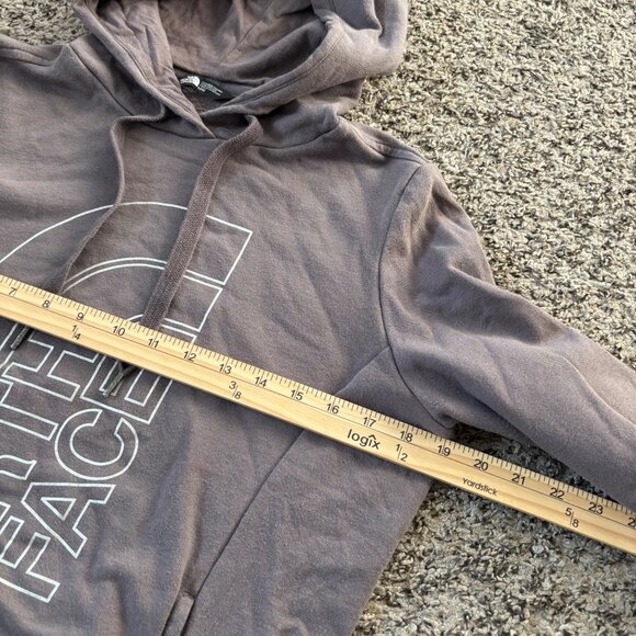 The North Face Womens Gray Logo Hoodie Sweatshirt Medium Pullover Cotton Blend - Picture 6 of 7